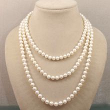 Collar de perlas Akoya naturales, grado AA, 7-8mm, blanco, rosa, negro, 50" 2024 - compra barato