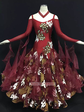 Vestido de dança de salão padrão feminino, novo design de alta qualidade borgonha valsa tango, vestidos de dança para competição 2024 - compre barato