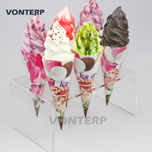 GEJIGEMI 1 Pcs 6 Holes Acrylic Ice Cream Cone Holder Stand/acrylic Ice Cream Crisp Tube Cone Holder 2024 - buy cheap