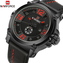 Naviforce relógio esportivo masculino, relógio de pulso esportivo militar de couro de quartzo à prova d'água 2024 - compre barato