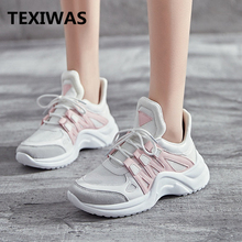 TEXIWAS Size 35-43 Women Sneakers Breathable Mesh Women Casual Shoes Woman Vulcanize Lace Up Footwears Female Platform Sneakers 2024 - buy cheap