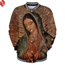 Chaqueta de béisbol con estampado 3D de Our Lady of Guadalupe para hombre y mujer, ropa de calle de estilo moderno, chaqueta informal de talla grande, 2018 2024 - compra barato
