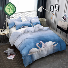 HELENGILI-Juego de cama con estampado de cisne en 3D, edredón con funda de almohada, ropa de cama realista, Textiles para el hogar, # HTE-09 2024 - compra barato
