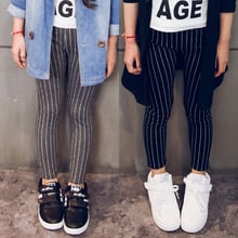 Kids Fashio Pants Girl Vertical Striped Leggings Children Skinny Pants Trousers Casual Bottoms Spring Autumn 2-6 Yrs 2024 - buy cheap