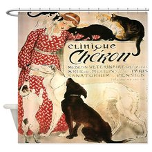 Vintage French Cat Dog Decorative Fabric Bathroom Polyester Shower Curtain 2024 - buy cheap