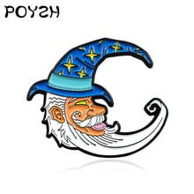 Blue hat Grandpa White Beard yellow Stars Moon pin Moon Grandpa Enamel Brooch A birthday present for Grandpa Lapel shirt badge 2024 - buy cheap