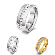 Кольцо из нержавеющей стали кольца для мужчин и женщин с кристаллами, золото/серебро, Alisouy 2024 - купить недорого