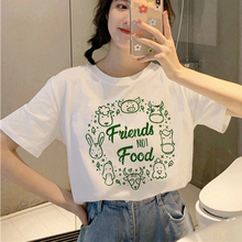 Camiseta feminina vegana harajuku kawaii, camiseta pequena e fresca estilo coreano, camiseta gráfica engraçada 90s 2024 - compre barato