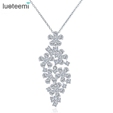 LUOTEEMI  Collier Femme Elegant Chain Micro Paved Shining CZ Crystal Flowers Pendant Necklace for Women Party Jewelry Love Gift 2024 - buy cheap