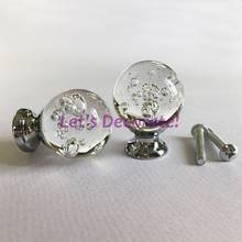 FREE SHIPPING 10PCS/LOT 30mm Round Ball Air Bubble Design-Clear K9 Crystal Drawer Knobs/Handles With Zinc Base Chrome Finish 2024 - buy cheap