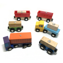 Transporte de carga magnético de madeira com trilho, conjunto de blocos de madeira para carro, brinquedo para crianças, presente de brinquedo aplicável ao trilho w8 2024 - compre barato