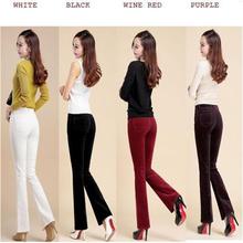 Free Shipping High Quality Women's Autumn Corduroy Boot Cut Pants Mid Waist Business Casual Color flares Corduroy Trousers 25-36 2024 - buy cheap