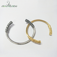 Nextvance palavras chinesas braceletes abertos, pulseiras vintage de dois tons de aço inoxidável para mulheres e homens joias 2024 - compre barato