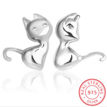 Cat Earrings 925 Sterling Silver Kitty Cat Animal Stud Earrings For Women Fine Jewelry Girl Kid Gift Brincos Hse450 2024 - buy cheap