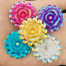 10PCS  30mm AB Resin rose Flower Flatback  Rhinestone Wedding Embellishment Garment diy appliques SD95*2 2024 - buy cheap