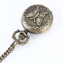 Retro Butterfly Carved Round Quartz Fob Pocket Watch with Chain Necklace Jewelry Gifts  TT@88 2024 - buy cheap