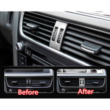 YAQUICKA Stainless Steel Car Interior Front Console Air Conditioner Switch Outlet Vent Frame Trim Sticker For Audi A4L 2013-2015 2024 - buy cheap