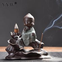 A Little Monk Buddha Backflow Incense Stick Cones Holder Censer Incenso Burner Home Fragrance Stand Ceramic Incense Burner 2024 - buy cheap