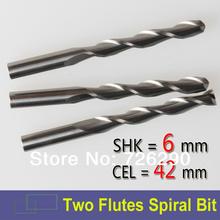 3pcs Shank 6mm x42mm Two Flutes Carbide CNC Wood Millinging Tools Spiral Milling Cutters in CNC Tools Kit 2024 - buy cheap