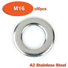 50 piezas DIN125 M16 A2 plana de acero inoxidable lavadora arandelas 2024 - compra barato