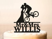 Wedding Bicycle Cake Topper,Wedding Cake Topper,Bride and Groom Silhouettes on Bike,Bicycle Silhouette Cake Topper,custom cake t 2024 - buy cheap