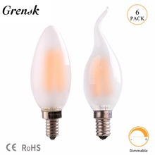 Grensk-bombillas LED de cristal esmerilado, iluminación decorativa regulable, E12, E14, 220V, blanco cálido, C35T, 4W, 6W, Edison, 2700K 2024 - compra barato