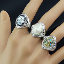 2014 New Arrival Guaranteed 10pcs 100% Natural Shell Oval Vintage Silver Rings for Women Mens Wholesale Jewelry Lots A501 2024 - buy cheap