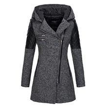 Women Winter Hooded Coat Autumn Zipper Slim Outerwear Spring Fashion Patchwork Black Female Warm Windproof Overcoats 2024 - buy cheap