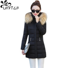 Uhytgfg-abrigo de algodón con Cuello de piel para mujer, abrigo de talla grande, Parka cálida, Chaqueta larga, 618 2024 - compra barato