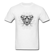 Ornement Feline T-shirt Tattoo Man T Shirt Totem Mandala Tshirt Printed Mens Black White Tops Tees Unique Streetwear Cotton 2024 - buy cheap