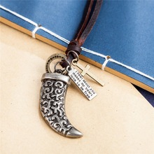 Vintage Horn Pendants Punk Women For Jewelry Statement necklaces & pendants kolye Vintage Long Leather Necklace collier femme 2024 - buy cheap