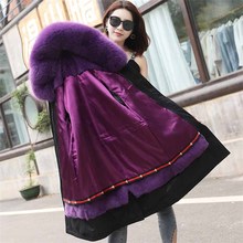 2019 high quality Winter Parker Women Can be removed Rex rabbit hair liner Coats Fox fur collar Long Outerwear Warm Jackets G491 2024 - buy cheap