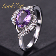 Buulooai amatista púrpura 925 anillos de plata esterlina genuino para mujeres anillo de piedras preciosas boda romántica joyería regalo nuevo 2024 - compra barato