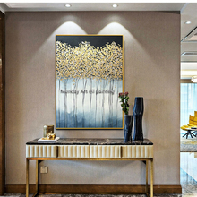 3D knife Canvas oil painting hand painted golden tree oil Painting on canvas wedding decoration Wall art Picture for living room 2024 - buy cheap