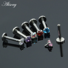 Alisouy 1PC 16G Steel Crystal Labret Rings Lip Piercings round Orelha Cartilage Ear Helix Stud Tragus Barbell Piercings Jewelry 2024 - buy cheap