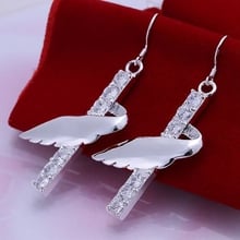 Fashion silver plated Earring for Women 925 jewelry silver plated For Women Column and Wing Earrings E197 /TWFZSZMOE197 2024 - buy cheap