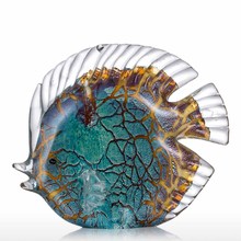 Escultura de vidro delicada de peixe tropical manchado, escultura de vidro delicada para decoração elegante de casa, peixe de vidro requintado, sala, artesanato de decoração para casa 2024 - compre barato