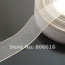 25MM 50Yard White Gold Side Silk Yard Ribbon Riband Band Woven Cords Hair Jewelry Findings 2024 - buy cheap