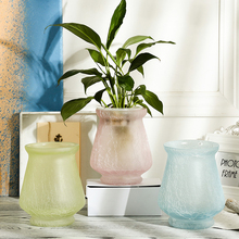 Vaso de vidro para decoração de casa, vaso criativo trincado de gelo para europa, verde/azul/rosa, artesanato, vaso grande para casamentos, flores 2024 - compre barato