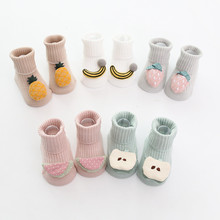 Baby Boy Girl Cotton Socks  Winter Warm Knitting  Cute 3D Cartoon Fruits  Anti-slip Floor Socks For Newborns 0-18Months 2024 - buy cheap