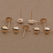 100Pcs KC Gold DIY Earrings Post Pin Ball Studs With Loop Earrings DIY Jewelry Making Findings Accessory 2024 - buy cheap