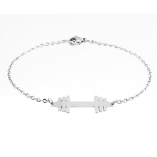women sports style Bracelet Stainless steel barbell dumbbell blank charm Rolo chain personalized Steel Color bracelets 2024 - buy cheap