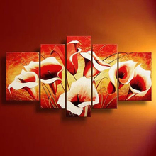 Handmade The Calla Lily Top Quality Oversized Modern Red Flower Abstract Oil Painting On Canvas Wall Pictures Decoration 2024 - buy cheap