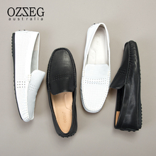 OZZEG Casual Hollow Out Shoes Men Penny Loafers Luxury Brand Italian Fashion Summer Breathable Boat Shoes Men Leather Moccasins 2024 - buy cheap