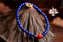 Hot Natural lapis lazuli 6mm & red coral 8mm gemstone bracelet 7.5"AAA 2024 - buy cheap