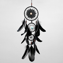 New Creative Home Wind Chime Hanging Black Feather Multi-ring Dream Catcher Bedroom Living Room Wall Decoration Window Ornaments 2024 - buy cheap