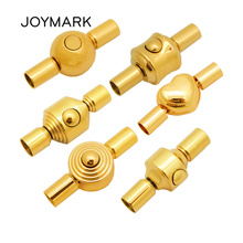 6 Designs 3mm Hole Gold Plated Stainless Steel Box Clasp Bayonet Lock Clasps For DIY Leather Cord Bracelets 10pcs/lot BXGC-203 2024 - buy cheap