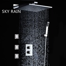 SKY RAIN-ducha de baño de 10 pulgadas, cabezal de ducha de lluvia cuadrado de latón con ducha de mano y juego de chorros corporales 2024 - compra barato