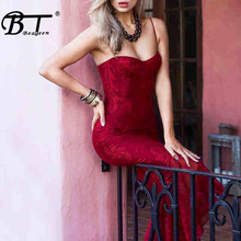 Beateen Women Bandage Dress Sexy Sleeveless Lace Maxi Spaghetti Strap Strapless Celebrity Party Club Dress 2018 Summer 2024 - buy cheap