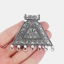 1pcs Antique Charms Large Pendant Connnector Embossed Flower Ethnic Pattern For Necklace Jewelry Making Findings 65x58mm 2024 - buy cheap